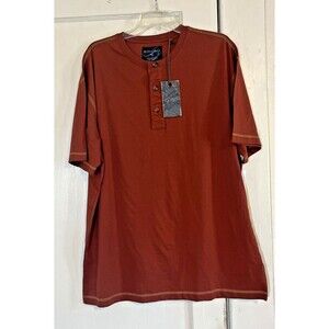 Roundtree & Yorke Weathered Henley T-Shirt Men’s XL Sienna Short Sleeve Cotton